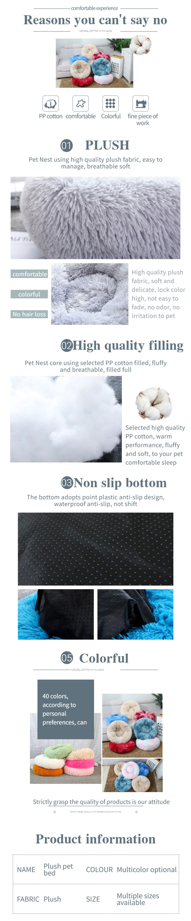 Fur Fluffy Donut Cheap Large Comfy Calming Waterproof Soft Warm Plush Luxury Round Houses Pet Beds