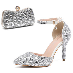 Jia ultime scarpe da sposa con tacco alto in cristallo e borsa donna strass sposa damigella l scarpe e borsa abbinata - Product Image 1