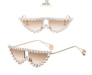 Strass oeil de chat demi-monture nuances lunettes étincelantes accessoires de mode - Product Image 5
