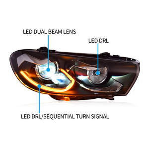 Ensemble de phares pour Volkswagen <span class=keywords><strong>Scirocco</strong></span> 2009-2014 <span class=keywords><strong>DRL</strong></span> Lentille à double faisceau LED Clignotant Séquentiel Accessoires Auto - Product Image 6