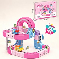 Jouets de voitures magnétiques roses pour filles, pour ensemble de blocs Maglev, circuit de course flexible à assembler, piste de course, train orbital électrique haute vitesse