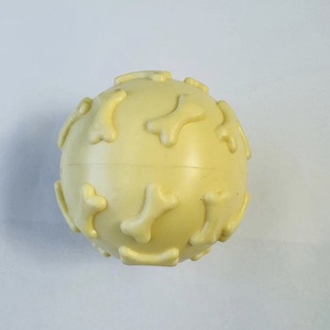 Wholesale Rubber Squeaky <b>Dog</b> Chew Toy <b>Ball</b> Eco-friendly Durable Cartoon Pattern Indoor Use 6cm Size Pink/Blue/Yellow Colors - Product Image 1
