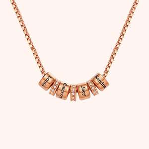 Collana personalizzata in acciaio inossidabile con perline incise con nome di famiglia collana membro della catena di Mantra personalizzata regalo per la festa della mamma - Product Image 3