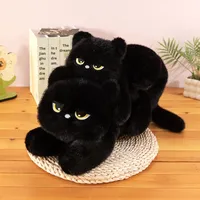 Ours noir couché, grande taille, super doux, rembourré en coton PP, brodé, verni UV, coussin en peluche, Woodfield, pour garçons et filles, anti-stress