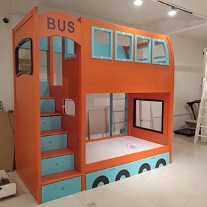 Meubles pour chambre d'enfants, lits superposés en bois massif, <span class=keywords><strong>lit</strong></span> mezzanine, lits superposés pour garçons sur le thème de la voiture - Product Image 4