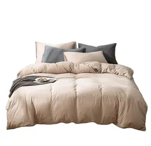 premium custom 100% COTTON wholesale KING QUEEN Coffee Cream Comforter Set Minimalist Bedding Set Beige Khaki winter Bedding