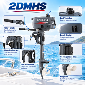 <span class=keywords><strong>Moteur</strong></span> <span class=keywords><strong>hors</strong></span>-<span class=keywords><strong>bord</strong></span> portable Yamaha 2DMHS 2HP 1,5kW 50cc monocylindre 2 temps pour la pêche, les bateaux pneumatiques, les bateaux à rames et les voiliers - Product Image 4