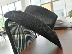 Sıcak satış erkekler kağıt hasır kovboy şapka sert Shapable Brim Sombreros Texas geniş batı kovboy Cowgirl hasır şapka erkekler için