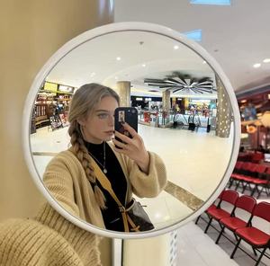 Handheld Convex Selfie <strong>Mirror</strong> for Travel, Wide-Angle Reflective <strong>Small</strong> Round <strong>Mirror</strong>, Photography Prop for Friends to Capture - Product Image 2