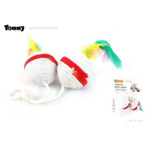 Jouet pour chat Yommy Rope Ball 4,3 cm avec plumes - Product Image 1