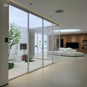 Porte coulissante en aluminium ZEYI avec commande <span class=keywords><strong>solaire</strong></span> automatique, porte intérieure en verre coulissante, portes invisibles à faible visibilité - Product Image 4