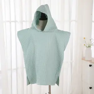 Personalizzato di alta qualità bambini organico con cappuccio poncho waffle asciugamani da bagno in puro cotone 100 asciugamano per il bagno