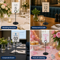 Porte-cartes de table en métal noir, 8 pouces de haut, support de table circulaire, présentoir de menu moderne pour mariage et banquet
