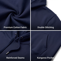 Felpa con Cappuccio 100% Cotone 300 GSM in Spugna Francese, Oversize Plus Size da Uomo, 300GSM, Lavaggio Acido, Nera, Effetto Vintage