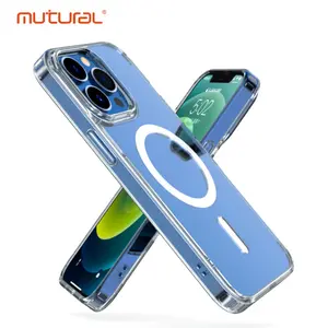 Hot For IPhone15 Ice Series High Gloss PC+TPU Magnetic Cover Shockproof Clear Neon Anti-UV Phone Case For IPhone 15 14 Pro Max