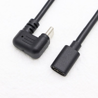 Kabel pengisi daya adaptor, USB C bentuk U 90 derajat, kabel USB mikro Tipe C laki-laki ke mikro USB perempuan