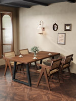 Ensemble table et chaises de salle à manger en bois massif de style vintage, personnalisable, pour hôtel, gîte, cantine commerciale