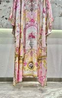 100% Seide Langes Kleid 2026 Frühling Sommer Hochzeit Party Damen Sexy V-Ausschnitt Fledermausärmel Farbenfrohe Perlen Rosa Grün Maxikleid