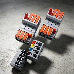 Approvisionnement d'usine pince de câble de connexion rapide rapide 4 voies bornier mâle femelle épissure ressort levier poussoir connecteur de fil - Product Image 1