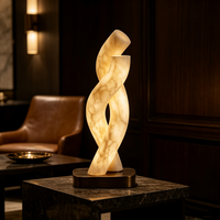 Lampe d'appoint artistique en albâtre, base marron, vente en gros directe usine, design personnalisé, lampe de table pour showroom