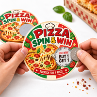 Nouveau style, graphiques personnalisés, anti-transparence, découpés à la forme, thème pizza, impression couleur à données variables, tickets de récompense à gratter