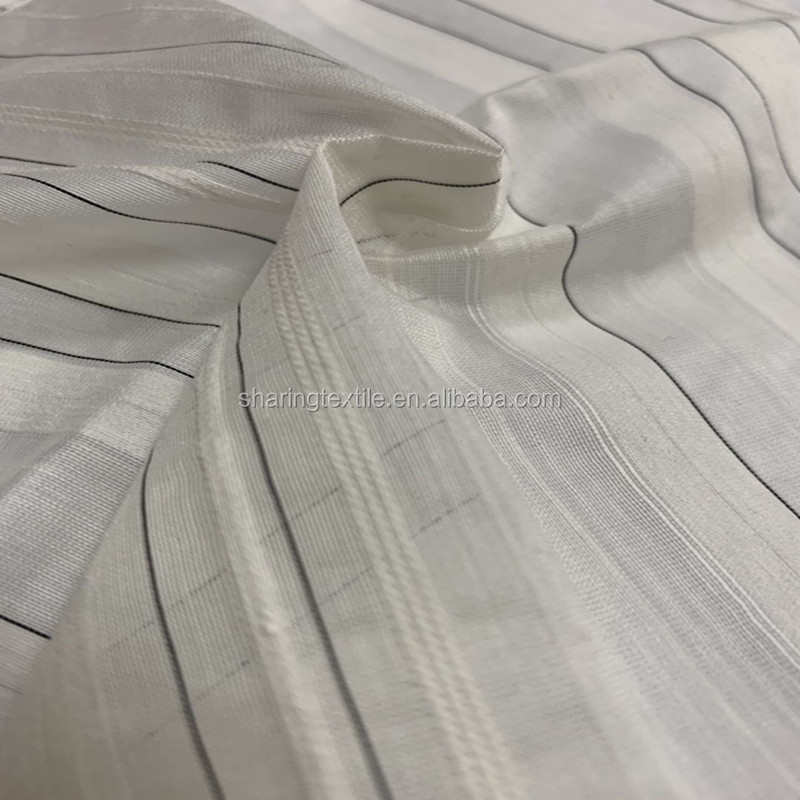 Monofilament Nylon Polyester Viscose Rayon Fabric Warp and Weft Interweave Stripes Yarn Dyed Jacquard Thin Fabric for Shirt