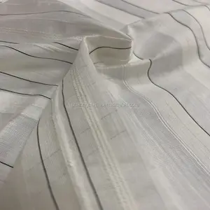 Monofilament Nylon Polyester Viscose Rayon Fabric Warp and Weft Interweave Stripes Yarn Dyed Jacquard Thin Fabric For Shirt