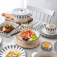 Vente en gros de vaisselle en céramique de style japonais peinte à la main, en porcelaine fine, pour hôtels, motif Joyeux et Porte-Bonheur, logo personnalisé