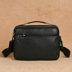 Bolsa de Mensajero de Cuero Genuino Personalizada al por Mayor, Cuero de Vaca Curtido Vegetal, Vintage, Negra, Impermeable para <span class=keywords><strong>Hombre</strong></span>, Bolso de Mano de Cuero de Fábrica - Product Image 6