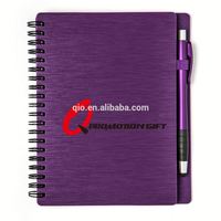 Mercure rond en spirale 70 feuilles doublé ensemble de cahier avec stylo à bille et métallique solide couverture texturée