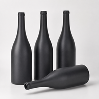 Vente en gros de bouteilles de vin en verre noir mat de 750 ml, bouteilles de champagne vides, emballage personnalisé avec logo