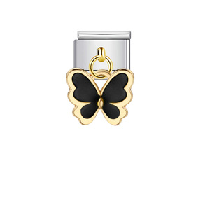 Abalorio de mariposa italiano modular para pulsera, chapado en oro, esmalte azul, colgante de joyería unisex para uso diario - Product Image 4