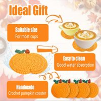 Lot de 6 sous-verres tricotés faits à la main pour décor de citrouille d'automne Protection de table pour Thanksgiving pour la maison