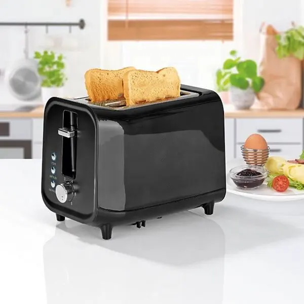 800W Wärme übertragung Benutzer definiertes Logo Cool Touch extra großer Steckplatz 2 Scheiben Elektrischer Toaster mit Abbruch-, Aufheiz-und Abtau funktion