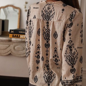 <span class=keywords><strong>Camicia</strong></span> da <span class=keywords><strong>donna</strong></span> in cotone e <span class=keywords><strong>lino</strong></span> a maniche lunghe con motivo geometrico, stile francese, in tessuto Broadcloth, con polsini - Product Image 4