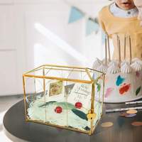 Boîte à cartes de mariage personnalisable en verre transparent et métal avec fermeture auto-agrippante, boîte à invitations moderne faite à la main, différentes tailles et formes