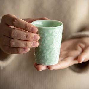 Vaso de chupito en relieve de cerámica al por mayor, taza de té y café Espresso pequeña de 100 ml, taza de tequila mexicana hecha a mano - Product Image 5
