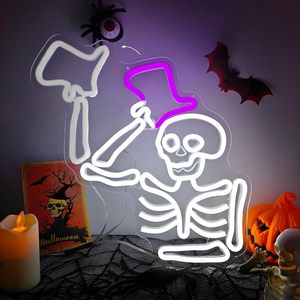 Halloween ma Neon dấu hiệu <span class=keywords><strong>LED</strong></span> Dimmable Grim Reaper tường trang trí nội thất ma quái Halloween trang trí cho phòng ngủ phía trước cửa đèn neon - Product Image 6