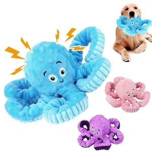Wholesale Pet Dog Chew Toys Cartoon Cute Durable Stuffed Octopus Interactive Plush Pet Dog Squeaky Toy