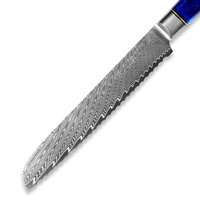Ensemble de couteaux Santoku de chef de haute qualité avec 67 couches d'acier Damas VG10, manche en résine bleue, couteau de cuisine