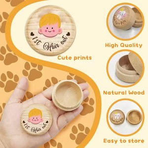 Custom Engraved Round Wooden <strong>DIY</strong> Baby <strong>Keepsake</strong> Box-High Quality Eco-Friendly Newborn Storage Case for Birthday Gifts - Product Image 3