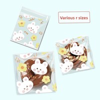 Sacs auto-scellants originaux à motif d'ours et de lapin pour l'emballage alimentaire, bonbons, biscuits, flocons de neige, snacks croustillants
