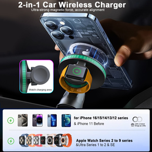 Cargador Inalámbrico Magnético 2 en 1 de 15W Mejorado para Automóvil, Cargador Inalámbrico para Relojes Inteligentes para Rejillas de Ventilación de Automóviles - Product Image 2