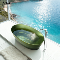 Baignoire autoportante portable en acrylique pour adulte, style moderne, grande baignoire de trempage intérieure avec drain, forme croissant