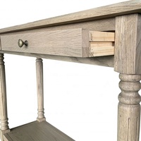 Console de salon W5830-2S Lucius de style français, en chêne massif européen, antique, avec tiroirs, pour appartement