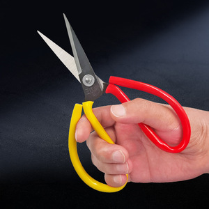 Tailor Scissors Stainless Steel Straight Head Home Use Fabric Cutting Yellow Red Handles - Product Image 1