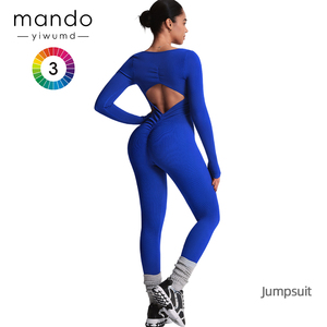 7-Day nhanh chóng vận chuyển Yoga Jumpsuit của phụ nữ dài tay backless gân Butt Lift liền mạch bodysuit đảm bảo chất lượng cao - Product Image 3