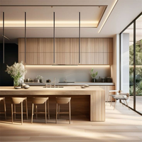Cbmmart Nouveaux designs solution de construction à guichet unique intérieur Robinet de rangement pour cuisine Éviers Armoires de cuisine en bois massif Moderne 1 Set