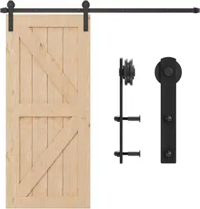 Modern 6FT/72'' MDF Pre-Hung Office Barn Door Easy Install Contemporary Design