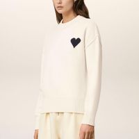 Fabricants de tricots Pull en tricot personnalisé pour femmes Pull Paris Valentine's Heart Intarsia Pull à col rond en laine blanche pour femmes